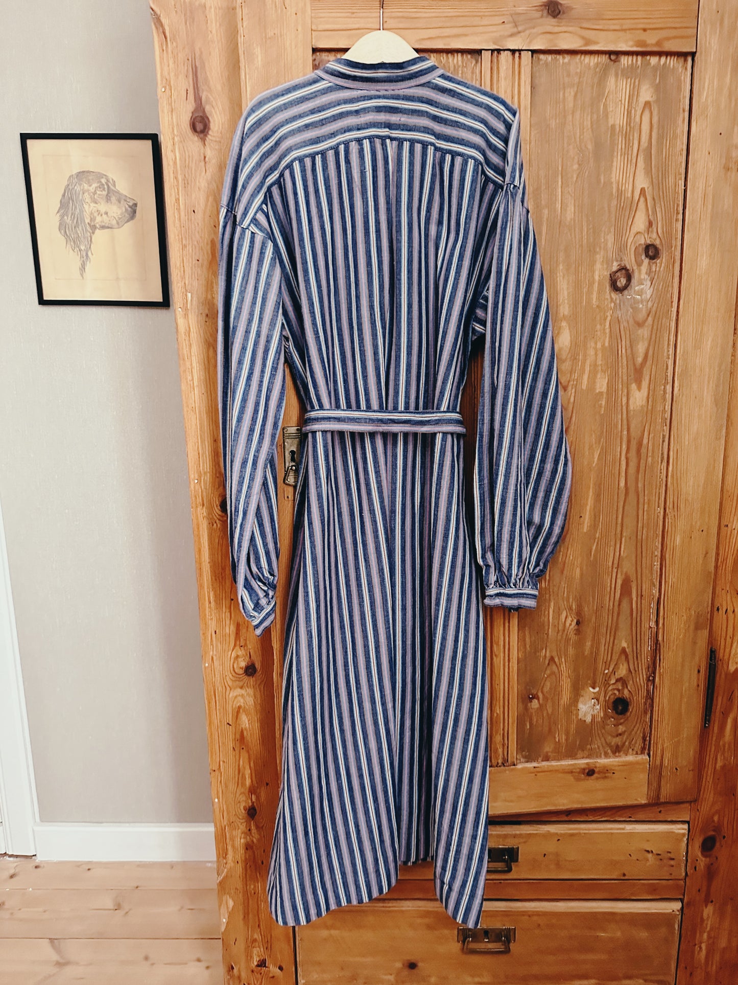 Randig bomullsklänning 70-tal